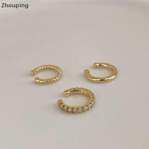 【ZP】Cute 3ชิ้นต่างหูกลมแบบเรียบง่ายคลิปหนีบกระดูกอ่อนต่างหูแบบไม่ต้องเจาะ