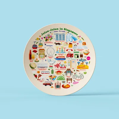 Singapore Souvenir 10 inch Plate – Lets Jalan in Singapore (2 designs)