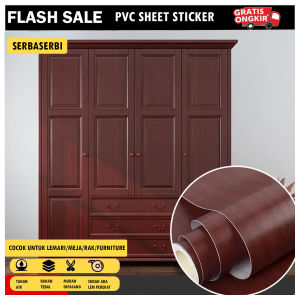 Wallpaper sticker pvc sheet motif kayu L 60cm x 5meter pelapis kayu/kabinet/meja/pintu/Bangku/furniture