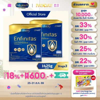 นมผง เอนฟาโกร เอนฟินิทัส สูตร3 (1425 กรัม) x2 กล่อง Enfagrow Enfinitas Stage3 (1425 g) x2 packs