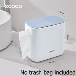 Ecoco Tissue Holder Dispenser Desktop Dustbin with Lid Tissue Dispenser 1.5L Trash Bin 2-in-1 for Home Office