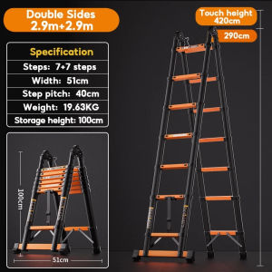 REAIM Collapsible Ladder Aluminium Single Telescopic Ladder Outdoor Heavy duty tall extendable ladder