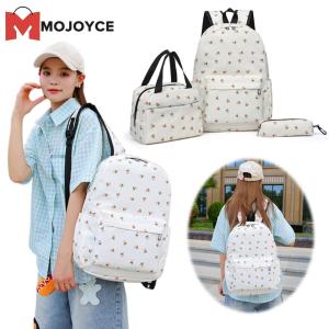 MOJOYCE 3Pcs Floral Backpack Set Primary Students Backpack with Lunch Bag & Pen Case Bookbag Set Large Capacity for Boys Girls
