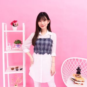 MYX Store Tanktop Kerut Tank Top Kotak Flanel Crop Top Kerut Fashion korean Style Outer Atasan