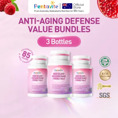 【Amelias Choice】[KKM & HALAL Certified] Pentavite Collagen Plus Pomegranate & Raspberry 30 Tablets (Exp:03/2028) 900mg collagen peptidesVitamin Canthocyaninsellagic acidAnti-Aging DefenseReduces Wrinkles& Fine Lines