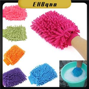 EHBqna ถุงมือล้างรถไมโครไฟเบอร์ผ้ากำมะหยี่2 in 1อัลตราฟินใช้ถนอมรถยนต์ผ้าไมโครไฟเบอร์ผ้านิ่มถนอมรอยขีดข่วนสำหรับล้างรถและทำความสะอาด