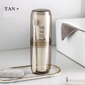 Sincecu Luxury Travel Toothbrush & Toothpaste Storage Case - Portable 2-in-1 Cup Multipurpose Bathroom Organizer