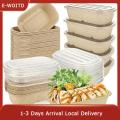 E-WOITD 10 50PCS Disposable packing boxes, takeout boxes, snack boxes and disposable food boxes with PET LIDS and kraft paper are available. 