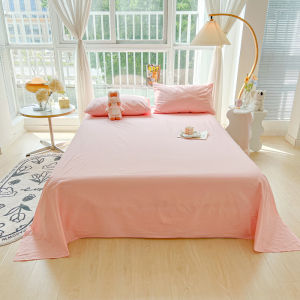 Dansunreve Washed Cotton Bedsheet Hotel Plain Flatsheet Student Dormitory Flat Sheet Single/Queen/King/Super King