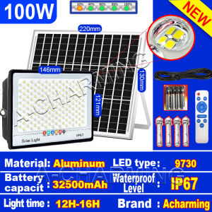 A-charming solar light 1500w outdoor solar flood light 1000w waterproof IP67 street lamp 9730LED indoor sensor light smart lamp garden bulb remote control
