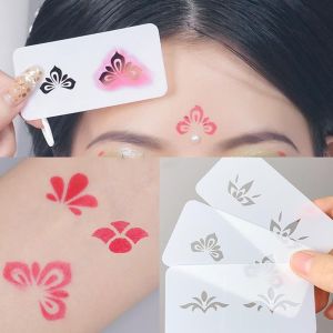 BAIXL No Repeat Face Makeup Template DIY Forehead Flowers Temporary Tattoo Stencil for Journaling Scrapbook Hollowed Body Art Painting Stencil Hands Arm Leg