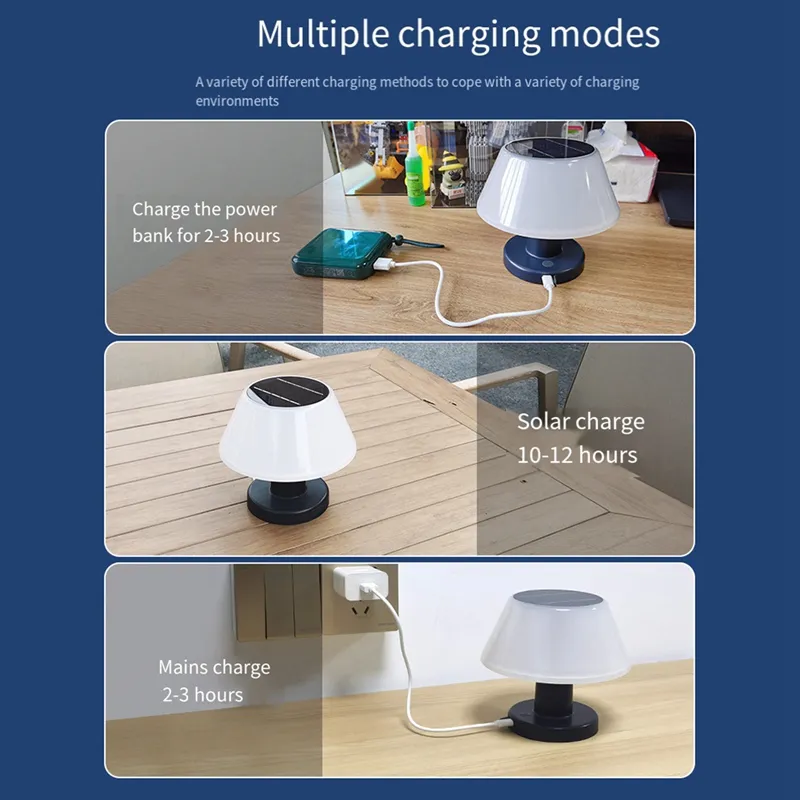 (YOWK) Outdoor Solar Table Lamp Waterproof Garden Indoor Desk Solar Read  Lamp Dimmable Cordless Night Light