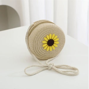 New Straw Crossbody Bag Flower Small Shoulder Bag Coin Purse Girls Kids Coin Purse Woven Straw Straw Bag Shell Shape Handmade Straw Handbag Summer Beach Bag Women Girl Cute Straw Crossbody Bag Flower Small Coin Purse Handbag Girls Kids