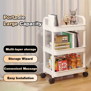 MODOFO Bathroom and bedroom Organizer Rack 3/4/5 Layer Kitchen Rack With Wheel Moving Storage Cart