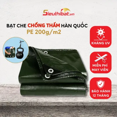 [Loại Dày] Bạt Che Nắng Bạt Che Mưa Hàn Quốc Loại 1 Màu Xanh Rêu Chống Thấm Nước Kháng UV May Viền Đóng Khoen Sẵn
