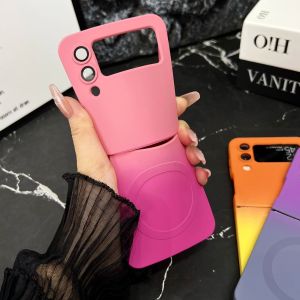 Gradient Silicone Soft Magnetic Case For Samsung Galaxy Z Flip 7 6 5 4 3 Flip7 Flip6 Flip5 Flip4 Flip3 Protective Cover Funda