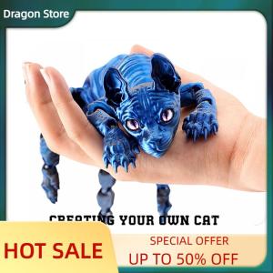 Dragon 3D Printed Sphynx Cat Animal Toy Realistic Hairless Figurine Cat Fidget Toy For Cat Lover Collector Home Decoration