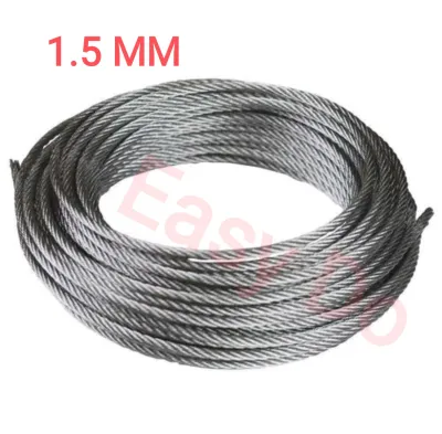 Galvanized (GI) Steel Wire Rope ( 1.5mm 2mm 3mm 4mm 5mm 6mm 8mm 10mm 12mm ) - 1 Meter