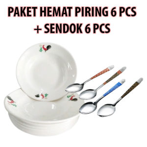 Paket Hemat Piring + Sendok Makan Batik Stainless Stell 12 Pcs Berat 1 Kg