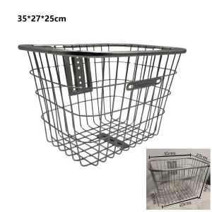 DOWNA Fixed Durable Bicycle Rear Basket Metal Easy To Install Mountain Bike Basket  Adjustable Bike Rear Basket Childrens Folding Bike Accessories