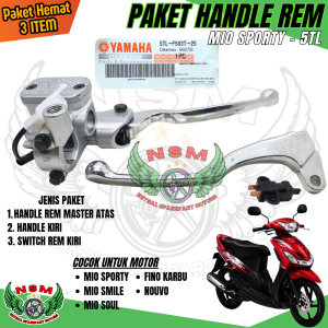Paket komplit master rem atas assy mio sporty + handle kiri + kanan + switch kiri + kanan mio soul / smile / fino karbu / nouvo