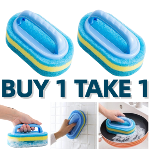 BUY 1 TAKE 1 Multi-function Handle Sponge Brush Professional Special Sponge Brush Hearth Lavatory Tank Bath Brush Pot Ceramic Tile Sponge Brush Cleaning Brush