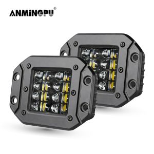 ANMINGPU 5inch Flush Mount LED Work Light Bar Off Road 12V 24V 40W Spot Beam LED Pods Light Bar for Car Truck Atv Jeep Headlight