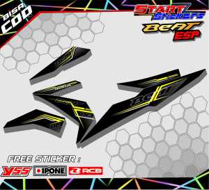 STRIPING VARIASI MOTOR HONDA BEAT ESP DESAIN NAGA API / STIKER LIST VARIASI MOTOR BEAT ESP