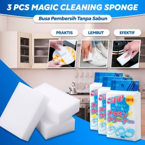 TITIK TIGA   3 PCS Spons Sponge Busa Pembersih Tanpa Sabun – Spons Ajaib Pembersih Serbaguna Magic Cleaning Sponge 3 Pcs Pembersih Peralatan Dapur Tanpa Sabun
