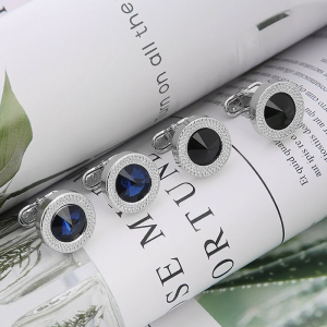 Round Classic Cufflinks Wedding Business Luxury Tuxedo Dress Shirt Blue Black Cufflinks Suitable for Men and Grooms