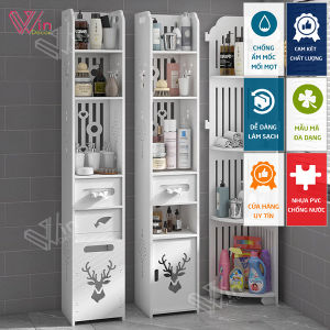 Tủ đựng đồ dùng nhà tắm kết hợp để giấy vệ sinh chất liệu gỗ nhựa cao cấp chống nước ẩm mốc kt 80*20*22 - Win Decor