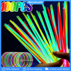 50/100Pcs Fluorescence Sticks Party Multicolor Glowing Stick Bright Colorful Light Bright Bendable Glow Bracelet Party Supplies