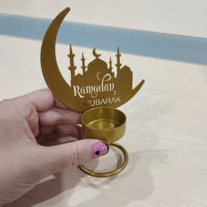 Holder Lilin Dekorasi Ramadan & Idul Fitri - Candle Holder Metal Emas Mewah LL301