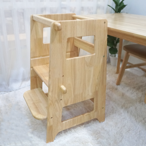 Learning tower เก้าอี้บันไดเด็ก เก้าอี้บันไดล้างมือ Step Stool ไม้ยางพารา ปรับได้ 3 ระดับ Baanmainicha