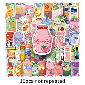 50PCS Sticker INS Style Small Fresh Cute Food Beverage Cartoon Graffiti Home Decoration Water Cup Mobile Phone Laptop Sticker Pack