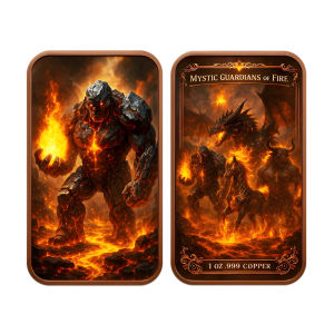 【discount store】Lava Hell Mythical Creature 99.9% Pure Copper Bar Set 4Pcs Dragon Minotaur Fire Unicorn Fantasy Collectible Metal Crafts Gift
