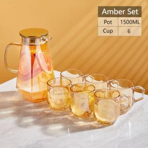 Large-capacity glass cold water jug for home use explosion-proof and high-temperature resistant tea brewing pot stylish water cup set for guests