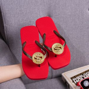 Dép nữ xỏ ngón gắn Charm Đồng Tiền mũi tròn 7 màu thời trang siêu hot hit