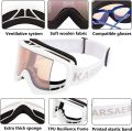 Karsaer Ski Goggles Anti-Fog Snow Goggles OTG 100% UV Protection Snowboard Goggles Bendable Dual-Lenses for Men Women Youth. 