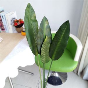 FUNG Tropical Plants Artificial Large Banana Leaf Lifelike Real Touch Fake Plants Green Plant Plastic Banana Leaf Branch Home Garden Decor