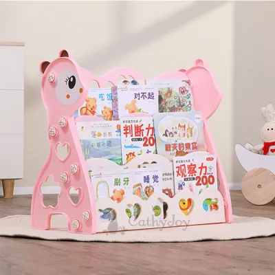 JOY Kids Book Rack 3 Tier Storey Shelf Children Study Room Furniture Cute Baby Deer Bookshelf Rak Buku