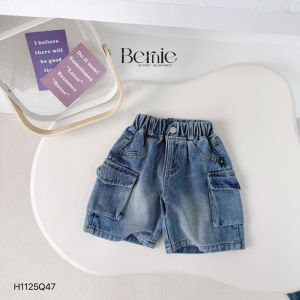 Quần short quần jean túi hộp Cargo cho bé trai đi chơi đi học size 11 tới 28kg BERNIE KIDS H1125Q47