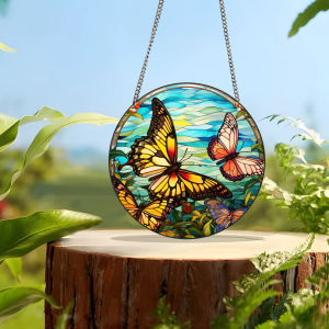 Personalized Butterfly Door Hanging Decor Acrylic Stain Glass Window Hanging Craft Colorful Bedroom Living Room Home Decoration