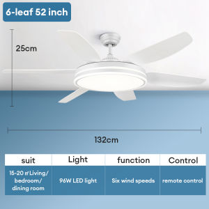 NASA Ceiling Fan with Light 52” DC motor 6 Speed Wind Remote Control 6 Blades Multi-color Light Stepless Dimming Ceiling Fan Light Kipas Siling Kipas Syiling
