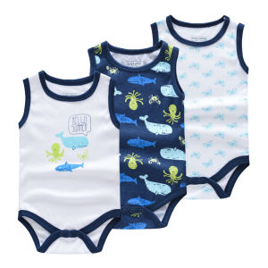 Fashion Baby Boy Clothes Baby Rompers Summer 3 Pcs/Lot  Body Sleeveless Jumpsuit Newborn Onesie Clothing