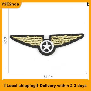 【Local shipping】 Flying Jacket Badge Golden Wings  Hook Loop Patch Mini Eagle Morale Emblem Chest Cloth Sticker for Men Pilot Suit DIY