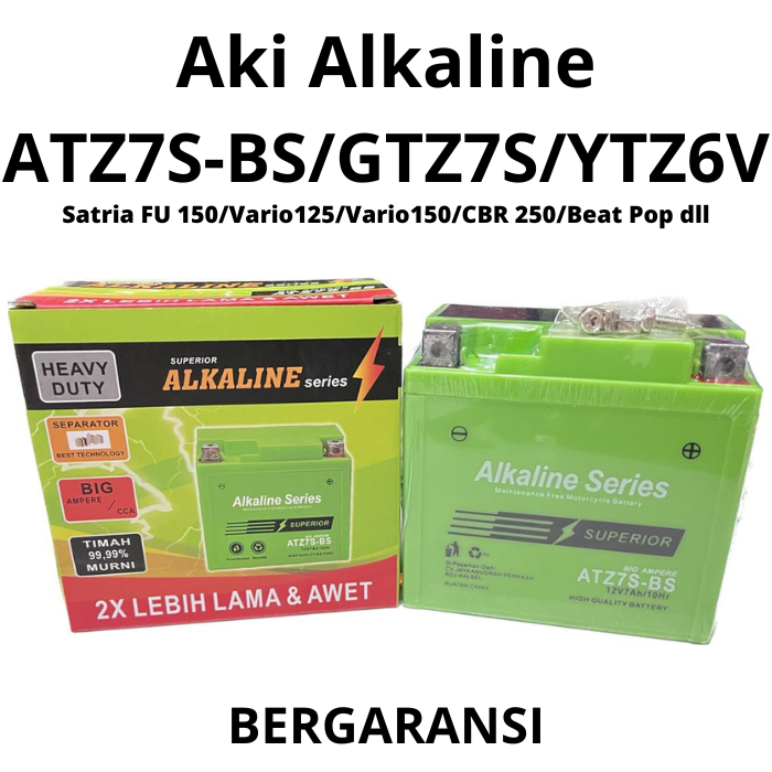 Aki Motor Alkaline ATZ7S-BS GTZ7S YTZ6V 12V 7Ah Satria FU 150