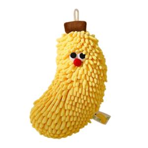 Soft and Absorbent Chenilles Banana/Strawberry Washcloth Hanging Hand Towel for Kitchen and Bathroom Household Towel