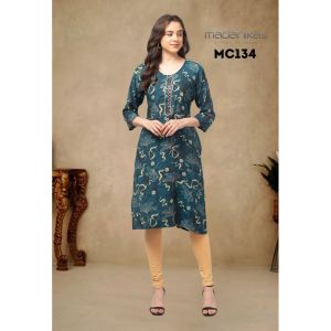 Madanikas Berlin Print Floral Kurti with Embroidery Detailing MC Series