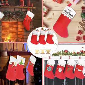 Christmas Stockings Santa Sock Kids Candy Gift Holder Bag Hanging Ornament for Christmas Tree New Year Party Decors